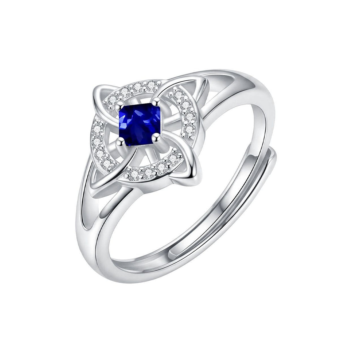 September · Sapphire witch knot birthstone ring