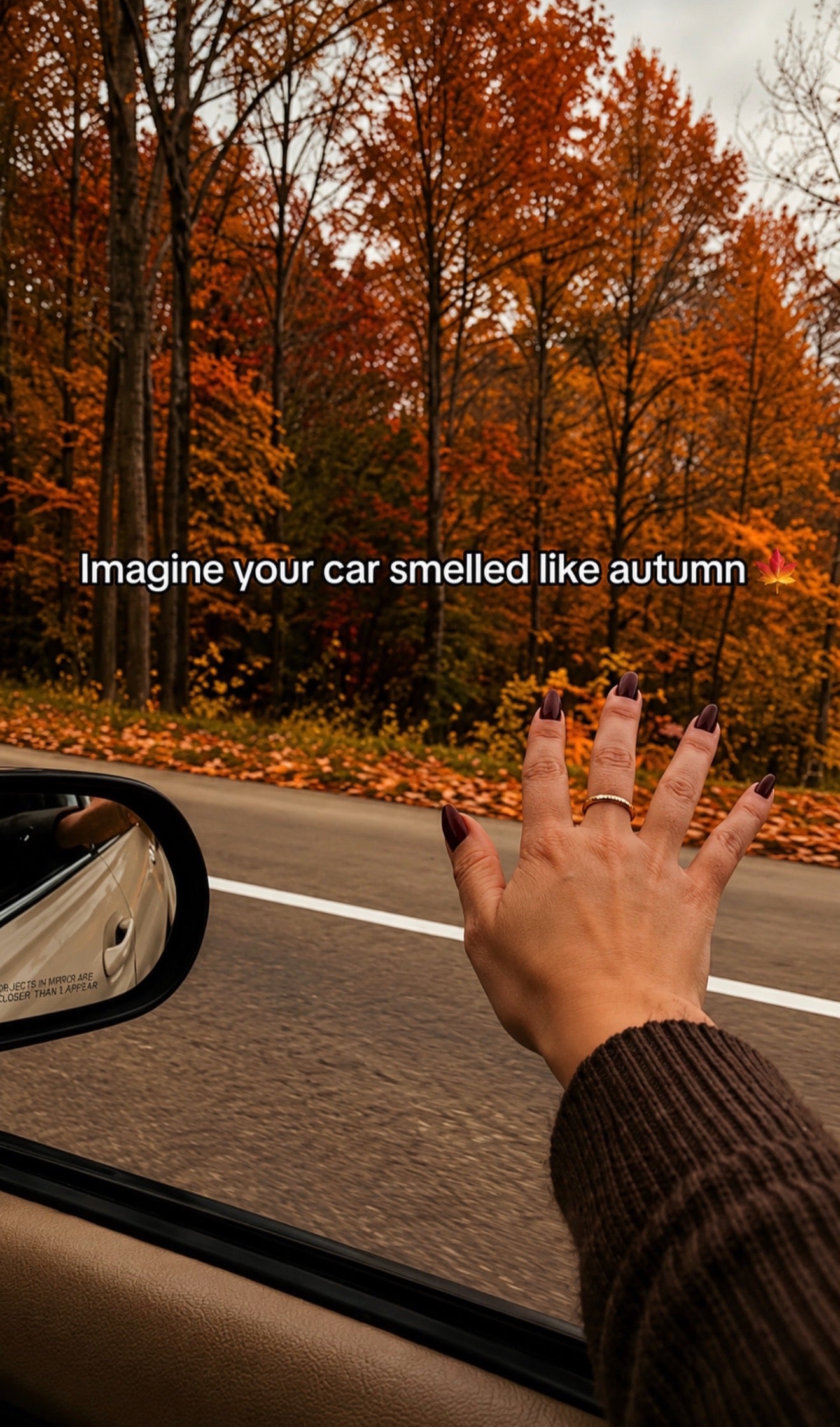 Four car fresheners hanging from a mirror