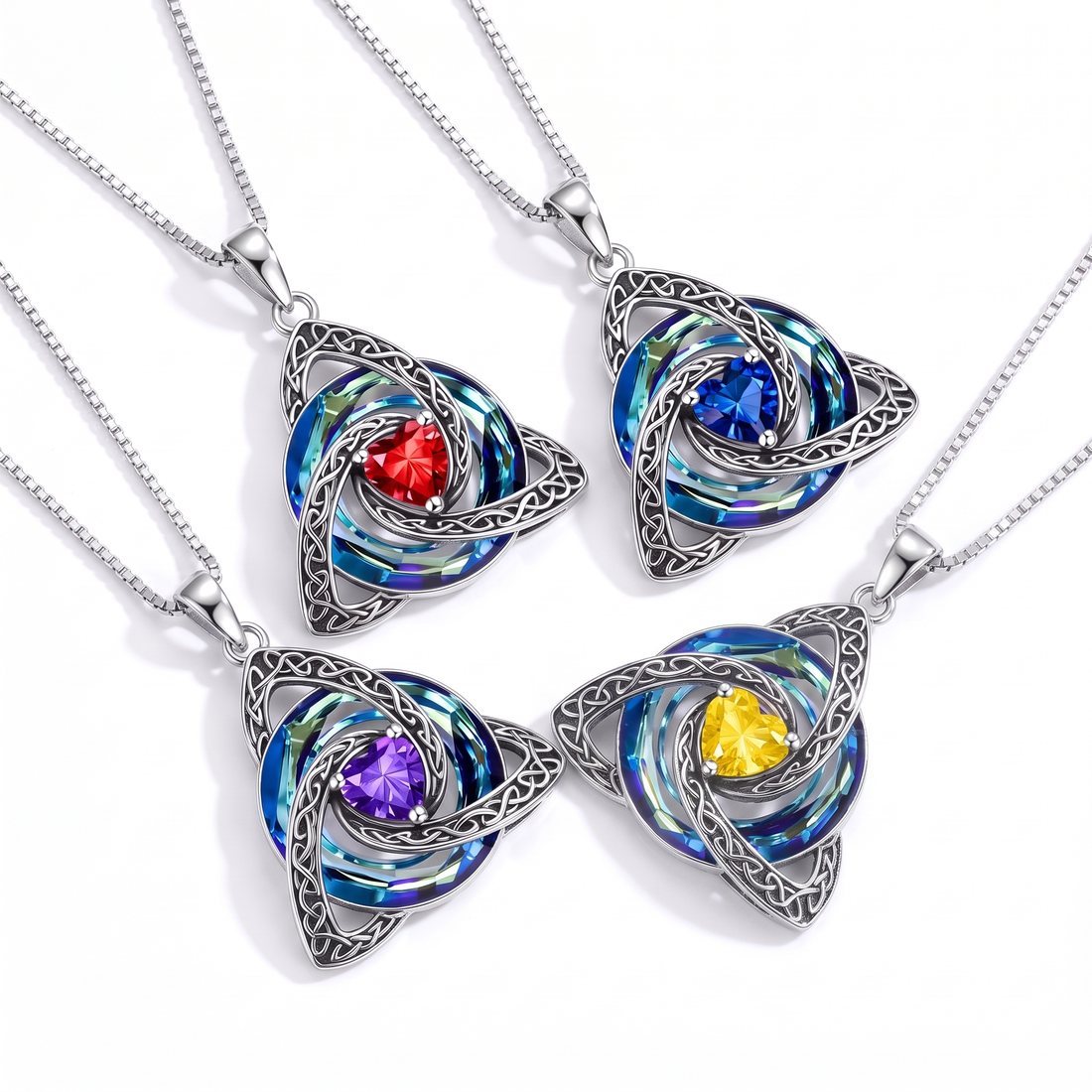The Avera Witch Knot Birthstone Necklace in five birth months