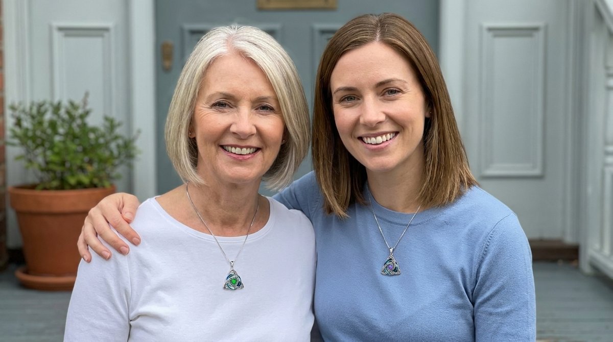 A mother and her daughter, each wearing her own witch knot